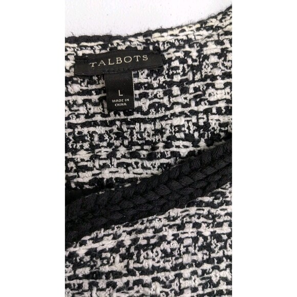 Talbots Blazer Coat Large Womens Tweed Long Sleeve Black White Pockets Buttons 4 - Picture 4 of 9